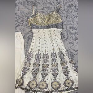 Off white and silver Indian suit